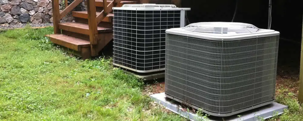 Heat pump installation and service units outside a home in Highland Park, IL